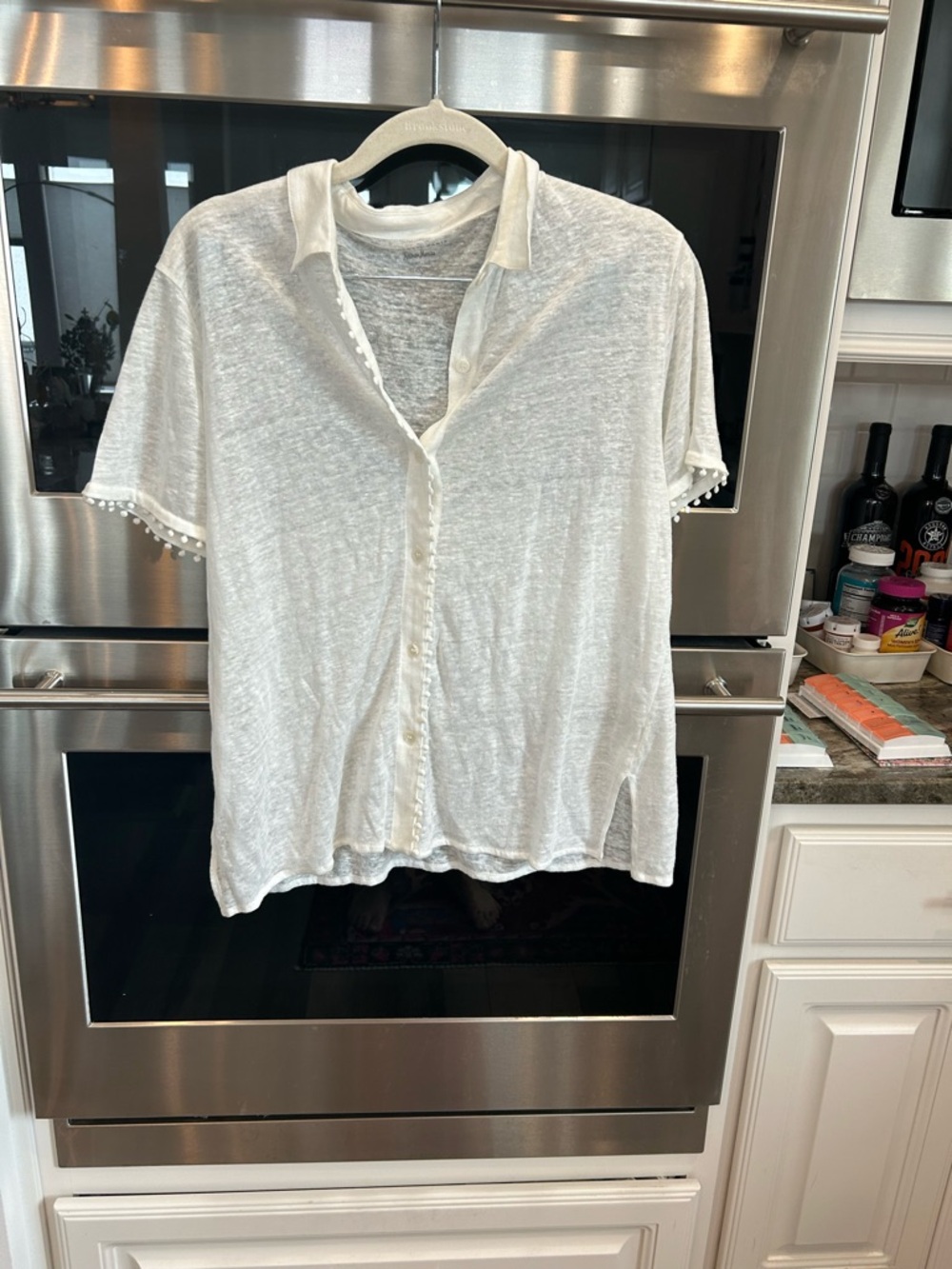 Neiman Marcus majestic Paris  White Blouse linen size 3 European GUC